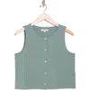 Madewell Bacopa Button Front Tank Top In Heather Green