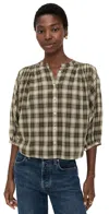 Madewell Balloon-sleeve Top Fall Plaid Faded Ivy In Multi