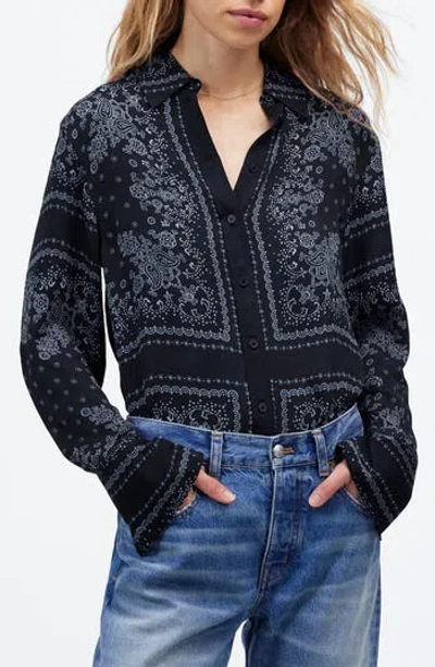 Madewell Bandana Print Relaxed Button-up Shirt In Black