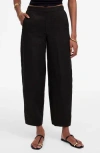 Madewell Barrel Leg Crop Linen Pants In Black