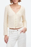 Madewell Basket Weave Knit Bell-sleeve Button-up Shirt In Antique Cream