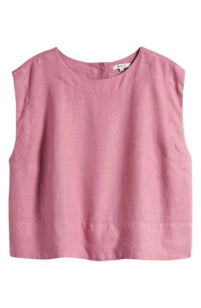 Madewell Bateau Neck Linen Top In Shaded Pink