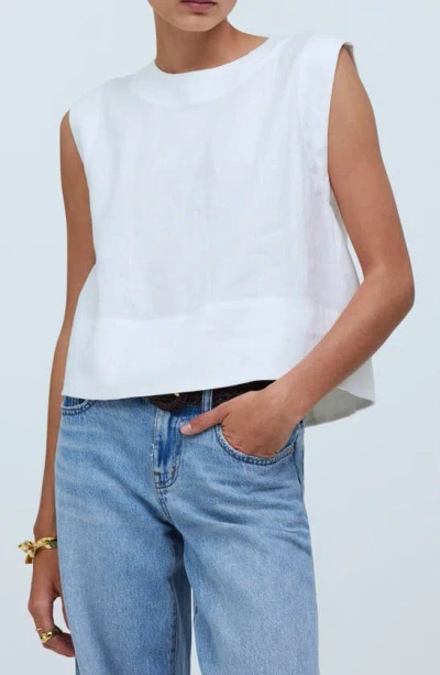 Madewell Bateau Neck Tank In Eyelet White