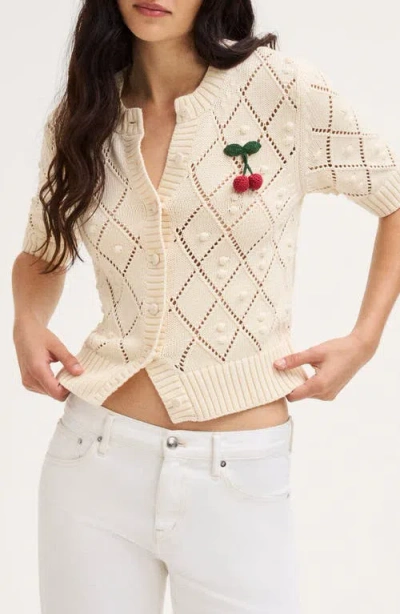 Madewell Bauble Pointelle Stitch Cardigan In Canvas