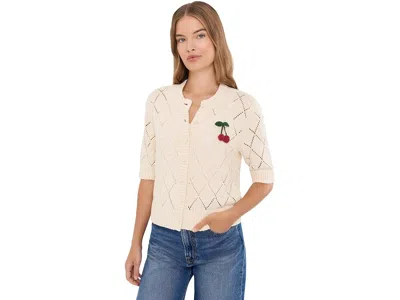 Madewell Bauble Pointelle-stitch Cardigan Women's Sweater Canvas: Lg (women's 10-12), Silk/wool In Neutral