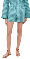 Madewell Beachy Pull On Shorts Blue And Teal Stripe
