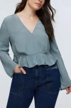 Madewell Bell Sleeve Wrap Top In Faded River