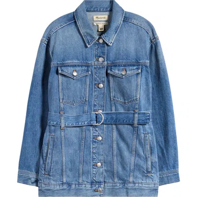 Madewell Belted Oversize Trucker Jean Jacket In Reston Wash