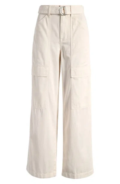 Madewell Belted Slouchy Straight Leg Cargo Pants In Vintage Ivory