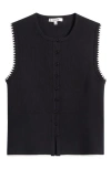 Madewell Blanket Stitch Crewneck Sweater Tank Top In Black/ivory Whipstitch