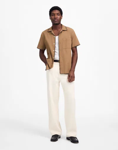 Madewell Blanket Stitch Short-sleeve Shirt In Brown