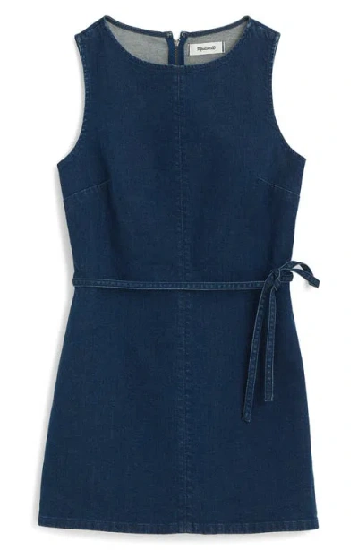 Madewell Boat Neck Denim Skort Romper In Blue