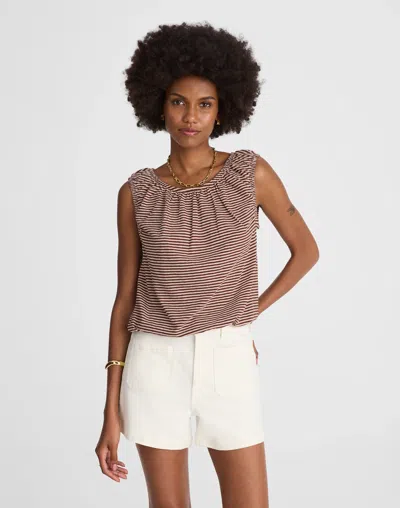 Madewell Boatneck Bubble Tee In Brown