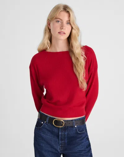 Madewell Boatneck Drop-shoulder Sweater In Red