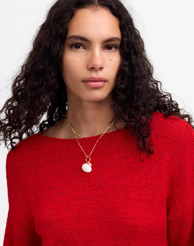 Madewell Boatneck Pullover Sweater In Red