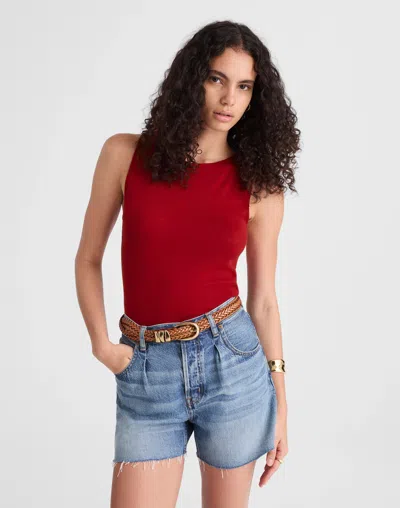 Madewell Boatneck Sleeveless Sweater In Red