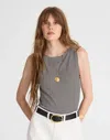 Madewell Boatneck Sleeveless Sweater Top In Black