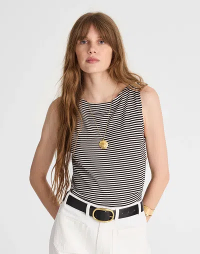 Madewell Boatneck Sleeveless Sweater Top In Black