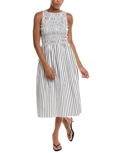 Madewell Boatneck Smocked Midi Dress In White