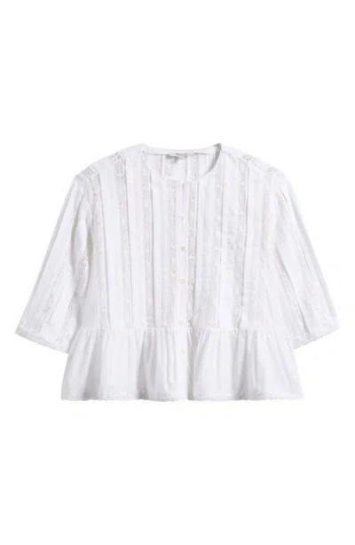 Madewell Bobbi Lace Trim Peplum Top In White