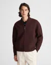Madewell Boiled Wool Baseball Sweater Jacket In Brown