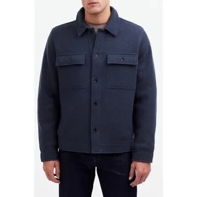 Madewell Boiled Wool Shirt-jacket In Dark Baltic