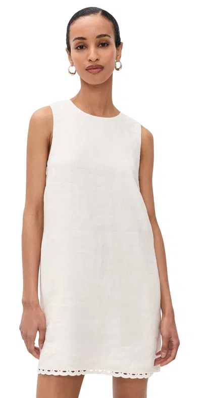 Madewell Embroidered Linen Mini Shift Dress In White