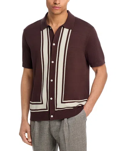 Madewell Border Stripe Short Sleeve Cotton Sweater Shirt In Brown