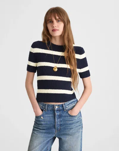 Madewell Boucl&eacute;-knit Crewneck Sweater Tee In Blue