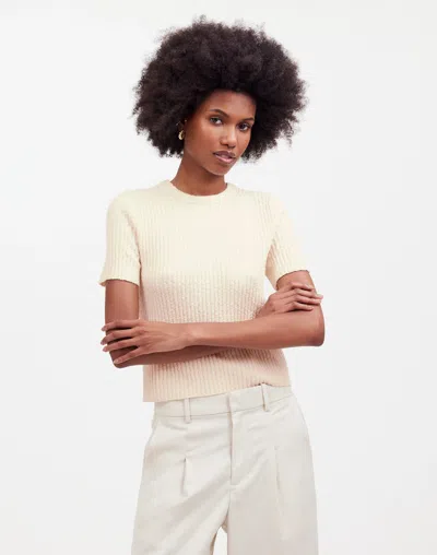 Madewell Boucl&eacute;-knit Crewneck Sweater Tee In Antique Cream