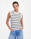 Madewell Boucl&eacute;-knit Sweater Tank In Cream Black Stripe