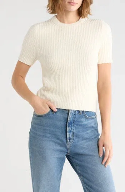 Madewell Bouclé Knit Sweater Top In Antique Cream