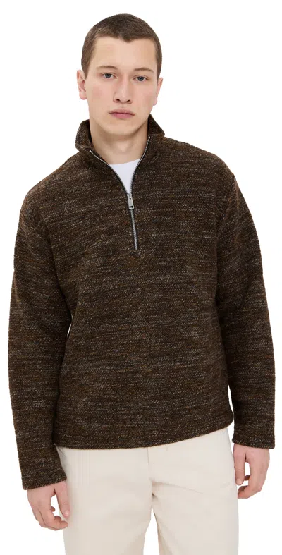 Madewell Boucle Quarter Zip Marl Brown