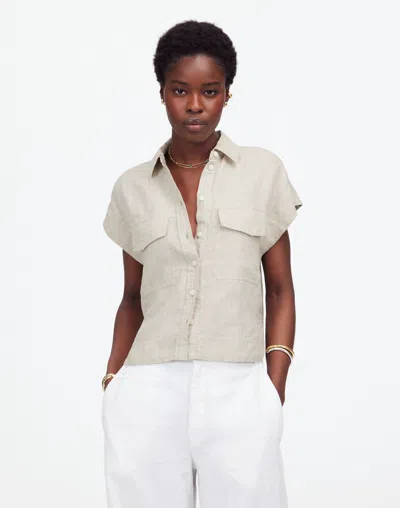 Madewell Boxy Cargo-pocket Button-up Shirt In Oat
