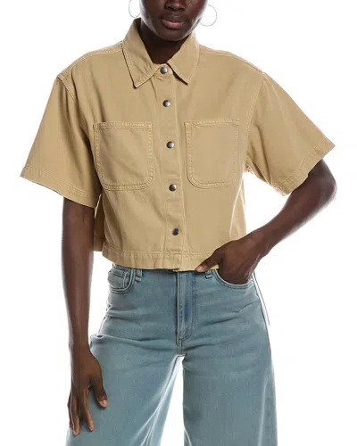 Madewell Boxy Crop Button Up Shirt In Brown