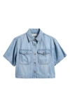 Madewell Boxy Crop Button-up Shirt In Hallstead Wash