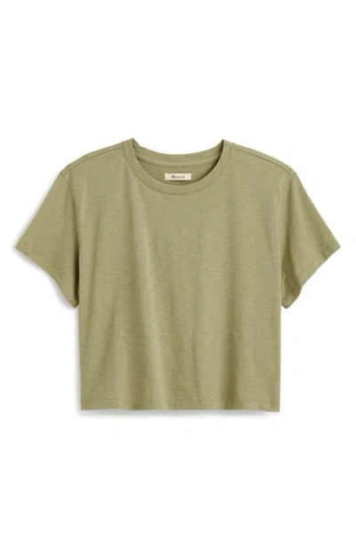 Madewell Boxy Crop Cotton Slub T-shirt In Earthen Green