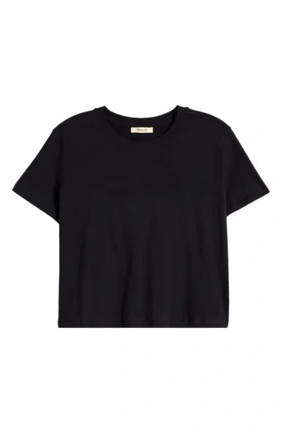 Madewell Boxy Crop Cotton Slub T-shirt In Jet Black