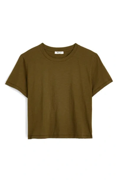 Madewell Boxy Crop Cotton Slub T-shirt In Brown