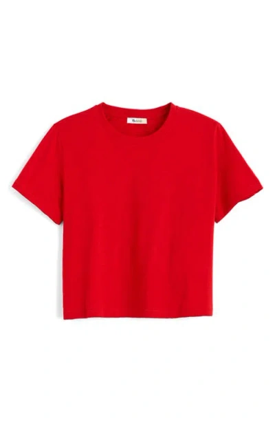 Madewell Boxy Crop Cotton Slub T-shirt In Red