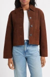Madewell Boxy Crop Suede Jacket In Brown