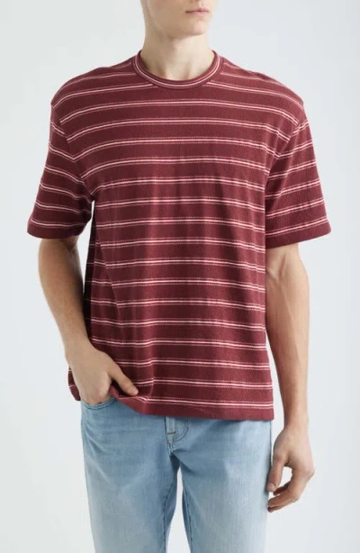 Madewell Boxy Jacquard Tee Stripe Dusty Merlot In Brown