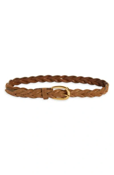 Madewell Braided Suede Belt In Aged Cognac