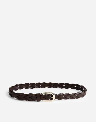 Madewell Braided Leather Belt In Dark Carob