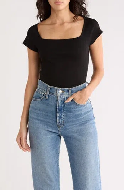 Madewell Brightside Square Neck T-shirt In Black