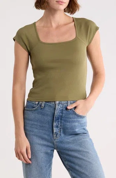 Madewell Brightside Square Neck T-shirt In Green