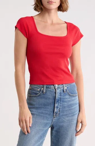 Madewell Brightside Square Neck T-shirt In Red