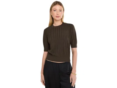 Madewell Britney Cotton Pointelle Short Sleeve Pullover Women's Sweater Dark Brown: Lg (women's 10-12)