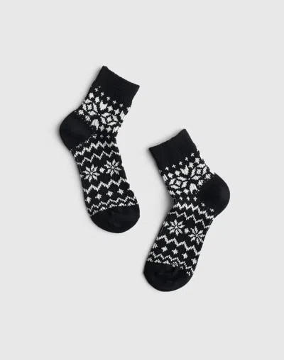 Madewell Brushed Fair Isle Socks In Black