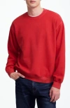 Madewell Brushed Terry Crewneck Sweatshirt In Red